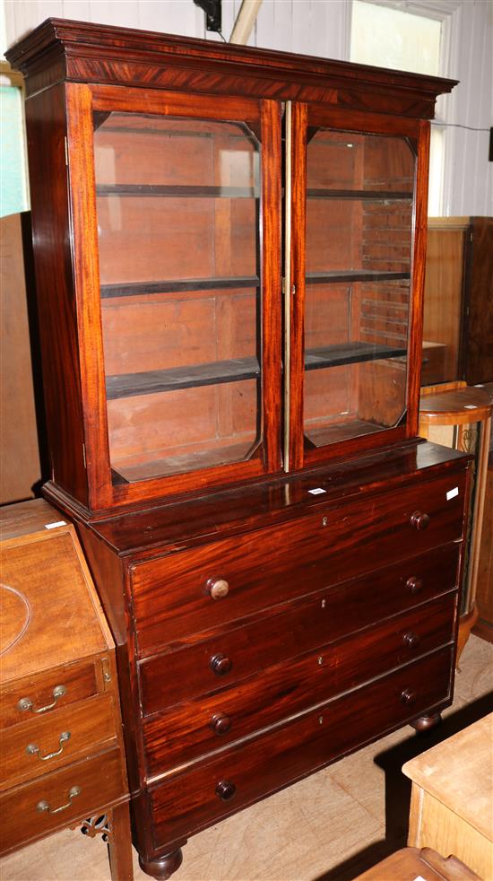 Victorian mahogany secretaire chest with later top